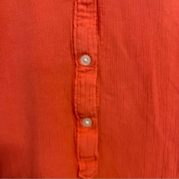 Women's Loft Coral Red Short Sleeve Collared Top - Picture 5 of 6
